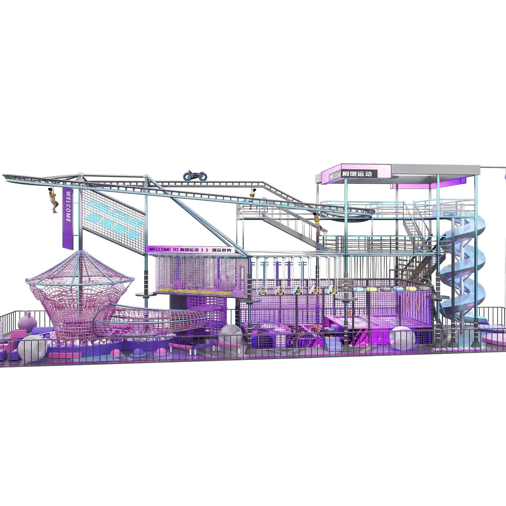 【高空拓展系列】：四川广元商场中庭拓展项目